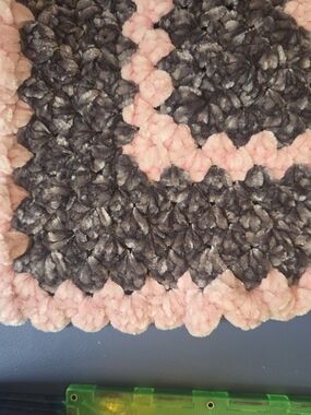 Cozy Crochet Throw Blanket in Pink and Gray